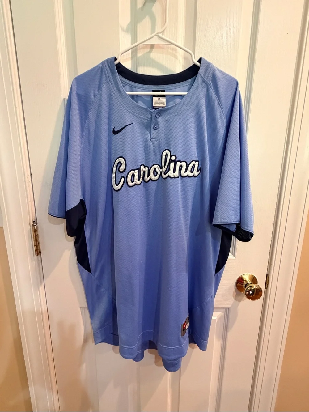 Nike UNC Chapel Hill Baseball Jersey with Navy Trim Size XL
